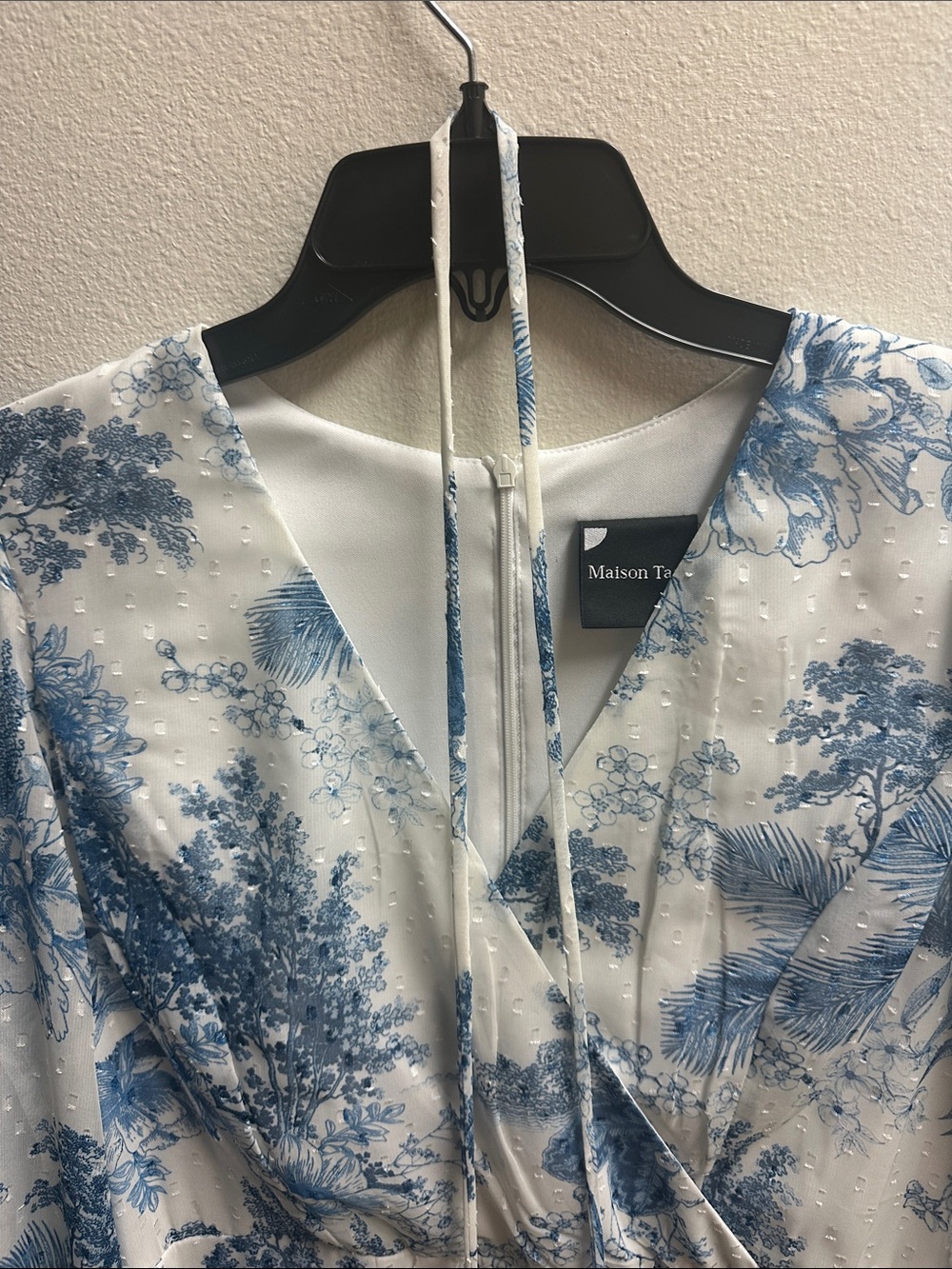 Maison Tara Blue and White Floral Tiered Midi Dress - Picture 4 of 6